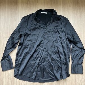 Abercrombie Long-Sleeve Satin Button-Up Shirt // Size XL